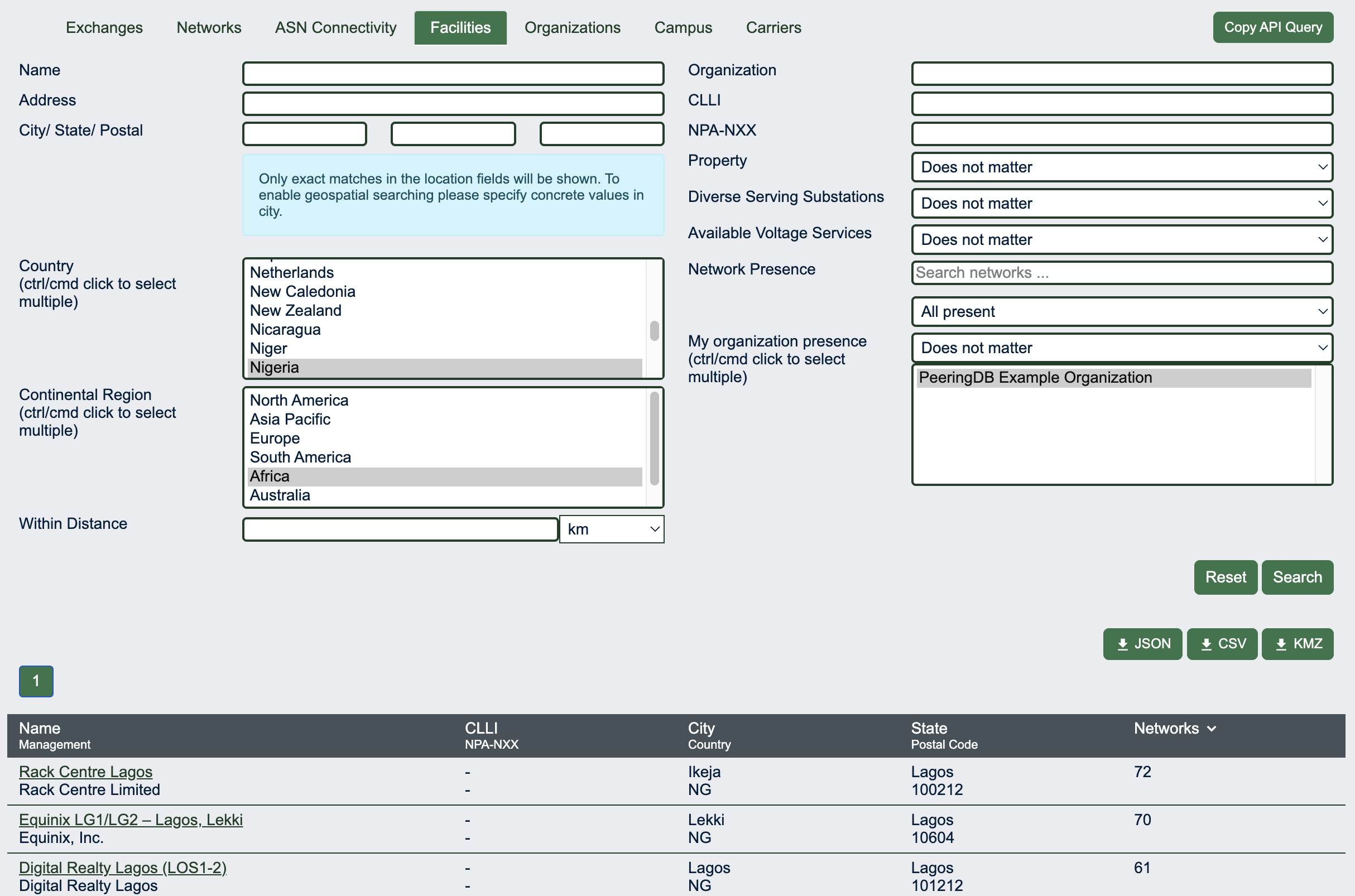 PeeringDB Location Data Normalization - Internal Divisions